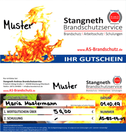 Brandschutz Gutschein 50