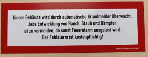 Schild: Gebäude Brandmelder überwacht