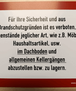 Schild: Sicherheitsschild Lagerung Dachboden / Keller